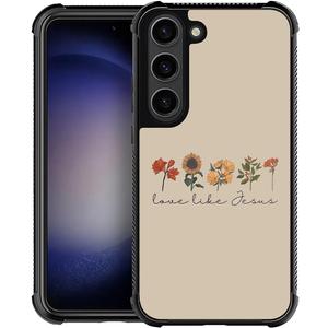 Compatible with Samsung Galaxy S23 Plus Case, Shockproof Protective for Man Women Non-Slip for Samsung Galaxy S23 Plus Crazy Pattern Faith Flower Love Like Jesus Religious