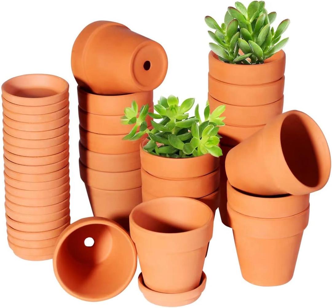 3 Inch Terracotta Pots with Saucer-20 PackCactus Terra Cotta Flower Pot with DrainageSucculent Nursery Clay Pots Great for Plants,DIY Crafts, Wedding Favor