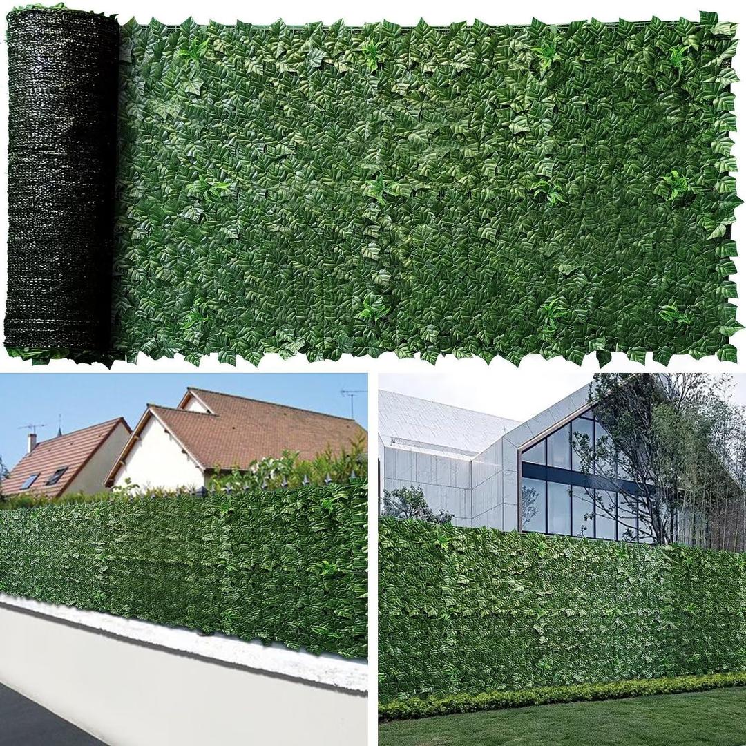 Artificial Ivy Fence Privacy Screen with Mesh Back, 59" x 158" Faux Ivy Vine Leaf Fence Panels, Balcony Privacy Screen, Hedge Wall Decoration for Outside, Garden, Yard, Patio