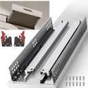 10 12 14 16 18 20 22 24 Inch Bottom Mount Soft Close Drawer Slides Full Extension Concealed Rails Track 100 lb Load Capacity 1 Pair (Soft Close Without Bracket, 14 Inch (350 mm))