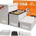 Dog Stairs with Storage 18" H, 3-Step Wider Dog Steps for Small/Medium/Large Old Dogs Cats, Folding Sturdy Pet Stairs Climbing Bed or Couch, Ramp for Car Up to 200 lbs (Beige, No Condo)