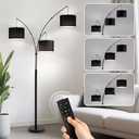 Fansdrick Floor lamp with Remote, 3 Light Arc Floor Lamps for Living Room, 2400LM Tall Standing Floor Lamps with Black Shades, 80" Large Floor Lamp for Bedroom, Office