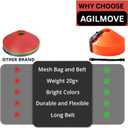 Flexible Soccer Cones (Set of 60/50/40/25) with Mesh Bag & Strap, Sports Cones for Soccer, Basketball, Football Training Equipment, Agility Soccer Cones for Drills Training (Orange)