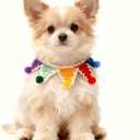 Christmas Cat Costume, Handmade Knitted Rainbow Dog Bandanas, Five-Pointed Star Cat Outfit, Dog Costume, Rabbits Outfit Accessories(Rainbow)