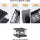 MVBT Glass Solar Post Lights, 7.9" Outdoor Column Lights, Modern Pillar Light Waterproof, Dusk to Dawn Gate Post Lamp, 3000K LED Landscape Lantern for Garden Patio Yard Entrance Fence Pillars