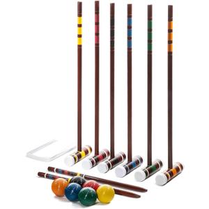 Franklin Sports Croquet Set - Intermediate Croquet Set with Mallets, Balls + Wickets - Family Outdoor + Lawn Game with Stand - Adult + Kids Set - 6 Players