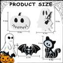 4PCS Halloween Decorations Indoor, Halloween Tiered Tray Decor Table Sign, Halloween Wooden Signs Ghost Bat Pumpkin Cat Blocks Signs, Table Decor Halloween Party Decorations for Mantle Home Shelf (Black and White-4Pcs)