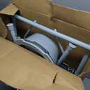 Drive Medical 11148-1 Folding Steel Bedside Commode Chair, Portable Toilet, Supports Individuals Weighing Up To 350 Lbs, with 7.5 Qt. Bucket and 13.5 Inch Seat, Grey