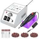 LAVAED Professional Electric Nail Drill Machine Kit - Low Noise Vibration with 156pcs Sanding Bands for Acrylic Nail Drill, Gel Art Remover, Polisher, Manicure, Pedicure (Pale Grey)
