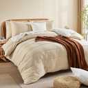 NEXHOME PRO 100% Organic Cotton Duvet Cover King, Linen Like Pleated Textured Duvet Cover Set Yellow Tan, 3pc Bedding Set with Zipper Closure, Soft Lightweight and Breathable(104"x90", No Comforter) (King (104"x90"))