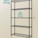 SONGMICS 5-Tier Bathroom Shelf, Storage Rack for Small Space Adjustable Shelves, 11.8 x 35.4 x 63 Inches, Removable Hook, Ink Black, DALTEN Collection