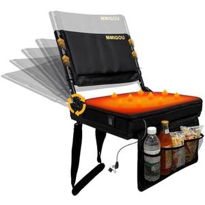 MMIGOU Heated Portable Stadium Chair with Back Support and Cushion, Wide Padded Bleacher Seat - Foldable Comfort for Sporting Events, Concerts, and Outdoor Games