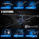 SOUGAYILANG Surf Fishing Rod and Reel Combo, Heavy 3-Piece Travel Spinning Rod with Reel for Red Drum, Striped Bass, Beach & Saltwater Fishing(9'/10'/11'/12')