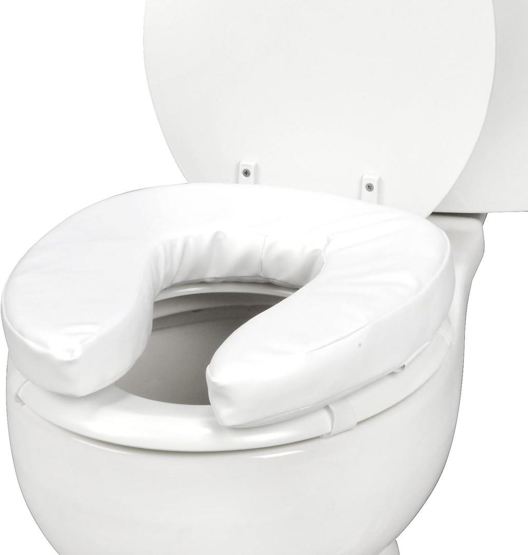 DMI Raised Toilet Seat Toilet, Toilet Seat Riser, Seat Cushion and Toilet Seat Cover to Add Extra Padding to the Toilet Seat while Relieving Pressure, 2 Inch Pad, White
