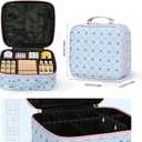 M Y U R E N Travel Makeup Bag,Waterproof Cosmetic Organizer, Adjustable Dividers,Portability Cosmetic Train Case,Makeup organizer,Gift for Women,Girls Gift (Blue+Pink)
