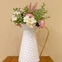 Elegant White Metal Decorative Flower Vase, Farmhouse Galvanized Pitcher, Rustic Milk Jug for Home Decor