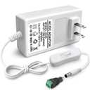 24V 2A Power Supply, 48W 24 Volt DC Power Adapter with On/Off Switch, 110V AC to 24V Transformer Plug for LED Strip Lights with 5.5x2.1mm DC Female Connector