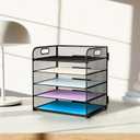 Supeasy 5 Trays Paper Organizer Letter Tray with Handle-Mesh Desk File Holders, Paper Sorter Desk Organizer for Office, Home, Classroom or School