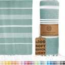 Madamelique Turkish Beach Towel Oversized - 39 x 74 - Quick Dry - Sand Free - Extra Large - Prewashed Beach Towels - Summer Gift - Beach Essentials - Travel Towel (Mediterranean Without Bag, Teal)