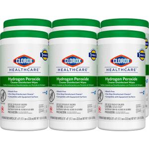 Clorox Healthcare Hydrogen Peroxide Cleaner Disinfectant Wipes, 6.75" x 9", 95 Count, Pack of 6