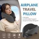 2in1 Ergonomic Memory Foam Travel Neck Pillow – Travel Pillow for All Sleep Positions on Flights, Road Trips, and Long Distance Travel with Drawstring Bag (Adjustable - Dark Gray & Black) Medium Size