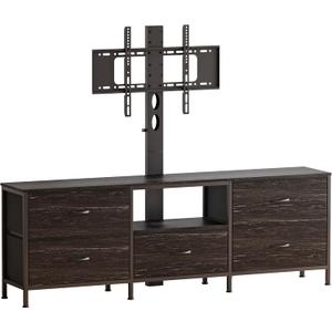 63" W TV Stand with Mount,Fabric Drawers for 55,65,75" TV