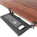 NearHub Large Keyboard Tray Under Desk Slide Out with Extra Sturdy C Clamp Mount System, 26'' (30'' including Clamps) x11 Slide-Out Keyboard Drawer Under Desk for Typing, Keyboard Mouse Tray, Black