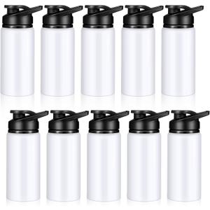 Mimorou 10 Pieces 13.5 oz Reusable Aluminum Water Bottles Bulk Outdoor Sports Water Bottles Multipack Travel Bottles for Gym, Hiking, Cycling, Camping, Fishing, Snap Lid(White)