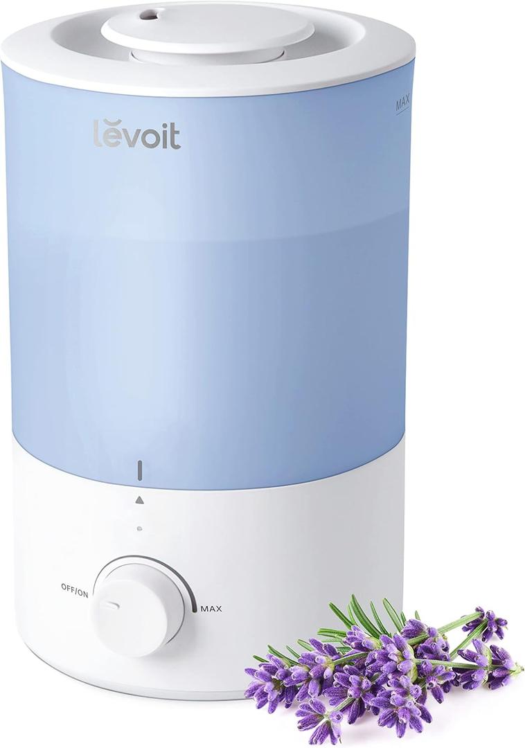 LEVOIT Dual 150 Humidifiers for Bedroom Large Room, 3L Cool Mist Top Fill Essential Oil Diffuser for Baby Nursery and Plants, 360 Nozzle, Quiet Rapid Ultrasonic Humidification for Home, Blue