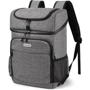 BAGLHER Lightweight Insulated Cooler Backpack - 30 Cans, Leak-Proof for Lunch, Picnic, Hiking, Camping Trips (grey-titan)