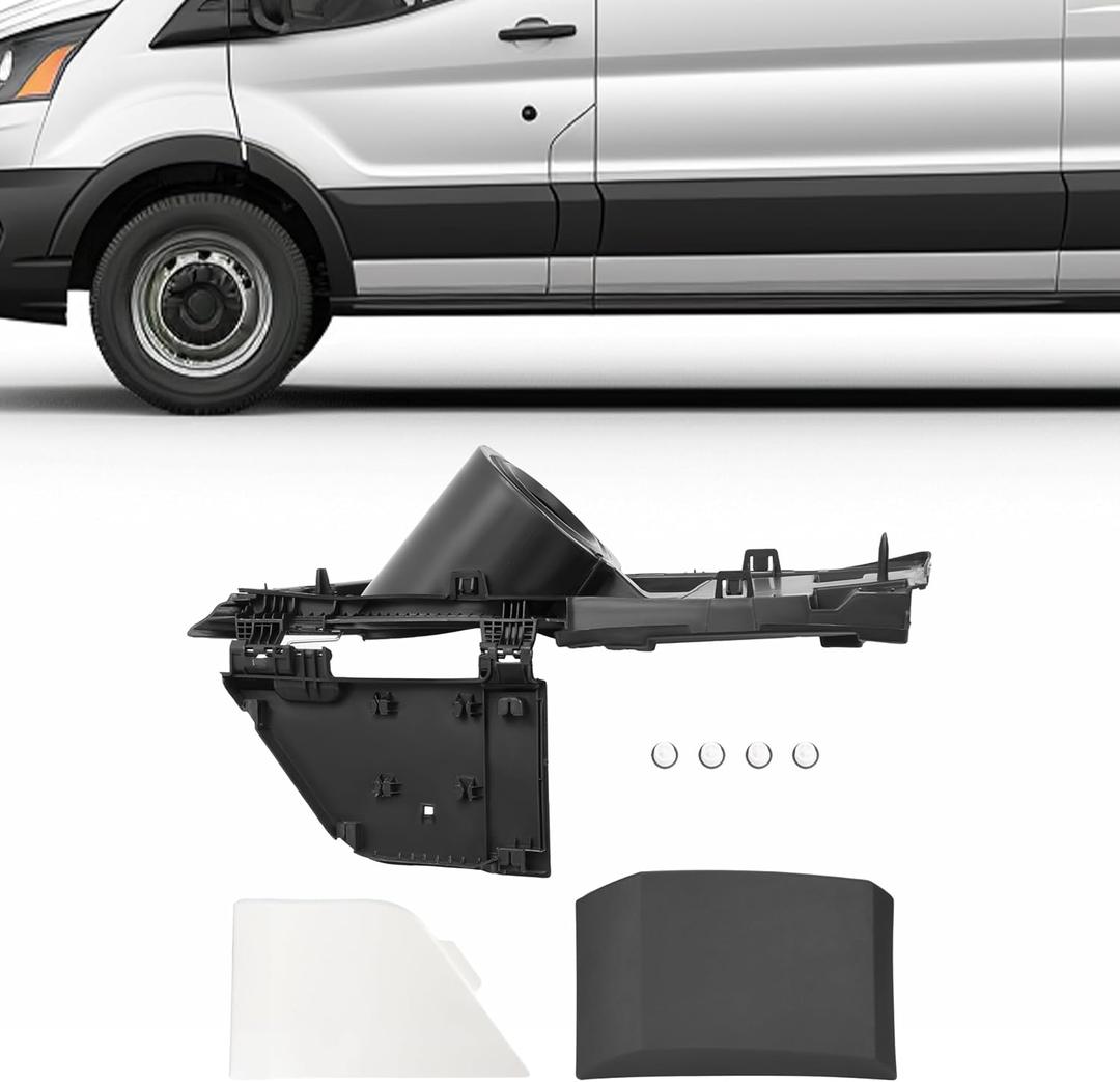HECASA Fuel Gas Filler Pocket Housing Hinge Door Cover Kit Compatible with 2015-2023 Ford Transit Van 150 250 350 HD Replacement for CK4Z-5427936-J CK4Z-61405A26-B (Housing+White Cover+Door Molding)