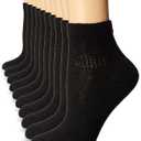 Hanes womens 10-pair Value Pack Ankle fashion liner socks, Black, 12-Aug US