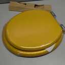 Angol Shiold Glitter Toilet Seat Molded Wood Round Toilet Seat with Quietly Close and Quick Release Hinges, Easy to Install also Easy to Clean (Round 16.5'', Gold)