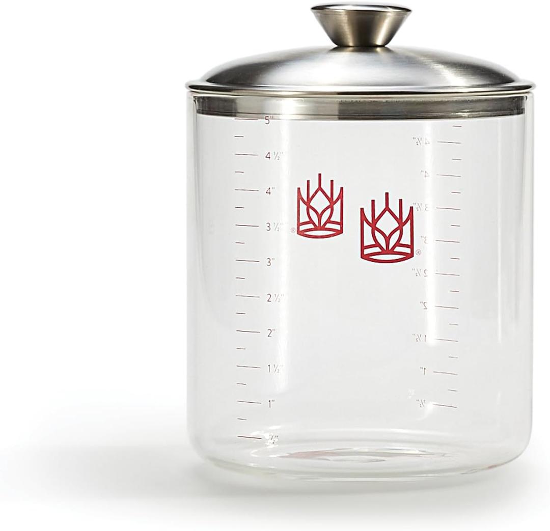 King Arthur Baking Company Glass Sourdough Crock with Lid, 1.5-Quart Capacity