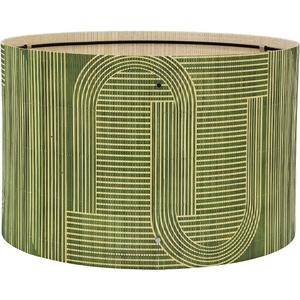 Pendant Lamp Shade, Translucent Bamboo Made, 13.8x9 Inch, Modern Minimalist Style for Living Room, Bedroom (Green Pattern A)