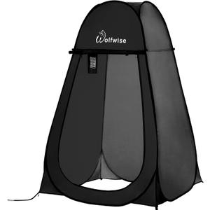 WolfWise Portable Pop Up Privacy Shower Tent, Spacious Changing Room, Dressing Room, Sun Sunshade Canopy Outdoor Rain Shelter, Backpack Privacy Shelters for Camping, Hiking, Beach, Toilet, Black (47.2" L x 47.2" W x 74.8" H)