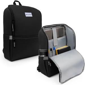 Professional Black Laptop Backpack for Men 17 inch Compartment - Back Airflow & Fully Padded - Work & Travel Backpack for Men with Luggage Strap and Trolley Sleeve.