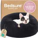 Bedsure Calming Dog Bed for Small Dogs - Donut Washable Small Pet Bed, 23 inches Anti-Slip Round Fluffy Plush Faux Fur Large Cat Bed, Fits up to 25 lbs Pets, Black