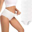HAVVIS Women's Briefs Underwear Cotton High Waist Tummy Control Panties Rose Jacquard Ladies Panty Multipack Size L, 4 PCS