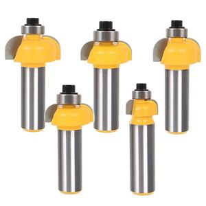 Yakamoz 5Pcs 1/2 Inch Shank Cove Router Bit Set Edge Forming and Molding Cutter Bits with Bearing Woodworking Cutting Tool | R-1/8, R-1/4, R-5/16, R-3/8 & R-1/2 Radius