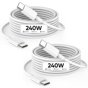 USB C to USB C, 240W USB C Cable, 6.6ft C to C Cable Fast Charging for Macbook Pro/Macbook Air, iPad Pro 12.9-inch, iPhone 15/Pro Max/Pro/Plus, Samsung Galaxy S23,Compatible 140W/100W /65W/45W/35W/20W