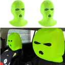 2 PCS Car Headrest Cover, Personalized Funny Car Seat Full Face Mask, Ski Mask Wrap Protection for Auto Front Seat Rest Decoration, Universal Interior Car Accessories (Yellow)