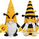 CRCZK Bumble Bee Gnome Plush - Mr and Mrs Honeybee Spring Gnomes Plush Ornaments Tomte Elf World Bee Day Decor, Summer Bee Figurines Table Shelf Tiered Tray Decorations, Gifts for Women