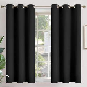 YoungsTex Short Blackout Curtains 40 Inch Length for Bedroom - Black Kitchen Window Drapes with Grommet Thermal Insulated Privacy for Bathroom Small Window, 2 Panels, 42 x 40 Inch