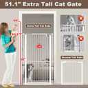 Fairy Baby 51.1" Extra Tall Baby Gates for Doorways, 29.5"-48.4" Extra Wide Safety Child Gates for Cats Dogs, Metal Auto Close Pet Gates Indoor, No Drilling Pressure Mount Kit, White