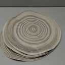 SHACOS Round Braided Placemats 15 inch Set of 6 Washable Kitchen Table Placemats for Home Wedding Party (Rainbow Gray, 6)