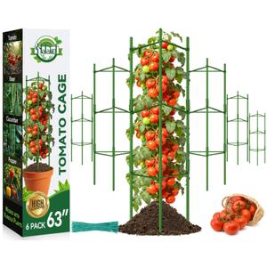 Halatool 6 Pack Tomato Cages for Garden Plant Support Stakes, 48 Inch Adjustable Tomato Trellis for Pots & Raised Garden Bed, Tomato Cage for Climbing Plants Eggplant Pepper Cucumber Bean Outdoor