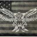 Combo Laser Diamond Etched Engraved US American Flag Eagle Car Tag License Plate