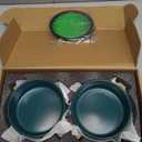 Petygooing Ceramic Dog Cat Bowl Set with Stand,Small Dog Bowls,Food and Water Dishes, Cute Modern Anti Slip Set of 2 Pet Food Dish- Small Size Pet (13.5OZ/5.1 in) Green