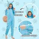 Kids Flannel Animal Onesie Costume Halloween Dress up Christmas for Girls and Boys (Blue)